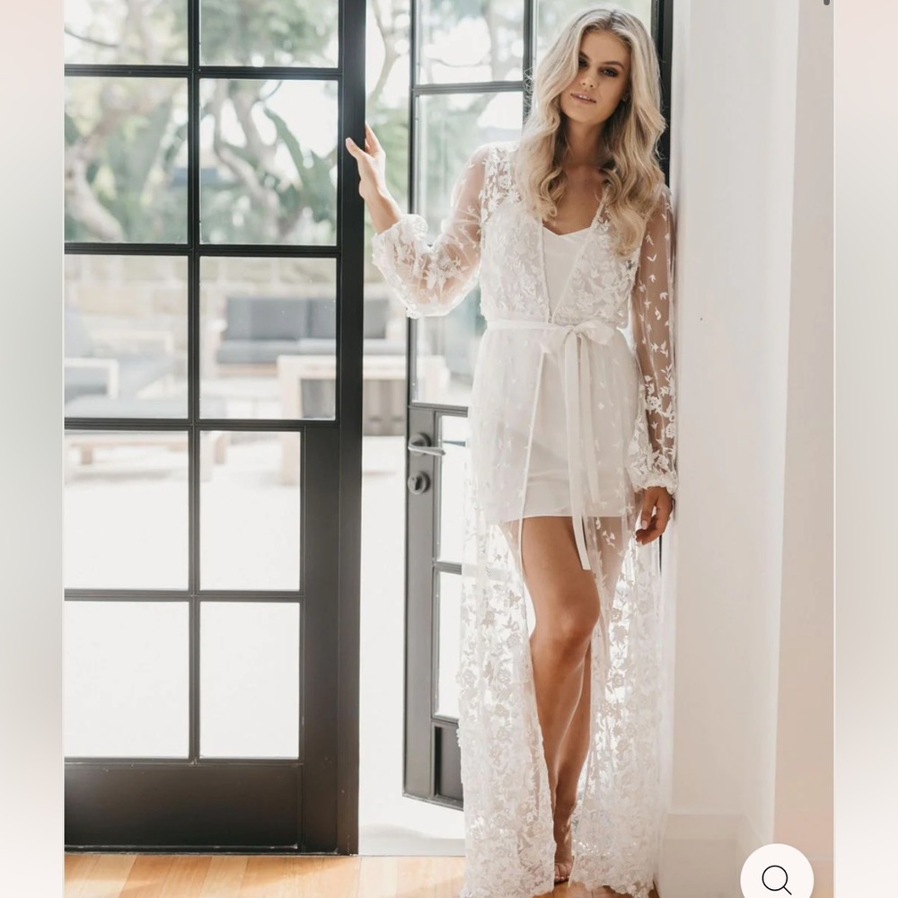 Le Rose Adele Bridal Lace Maxi Robe with Slip